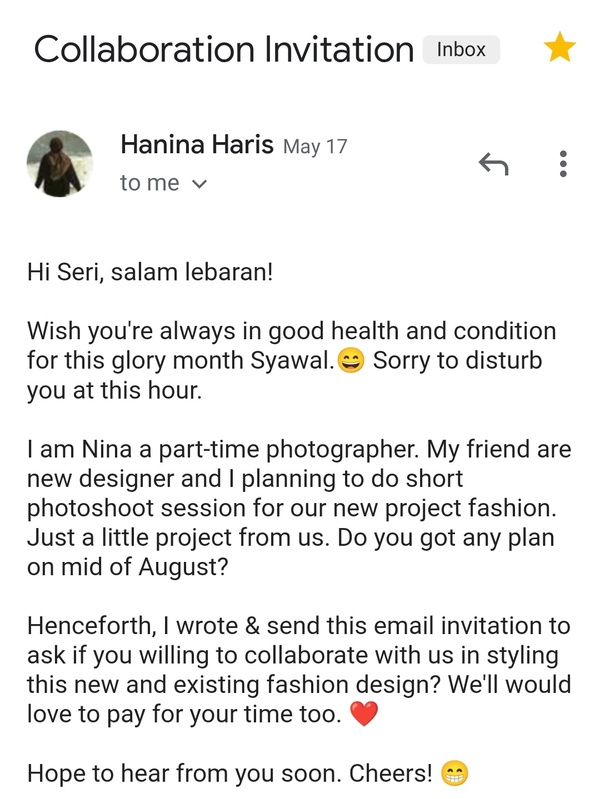 Hanina Haris' first email to Seri.