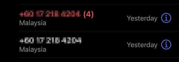 The number of times the rider attempted to call Tharshiny.