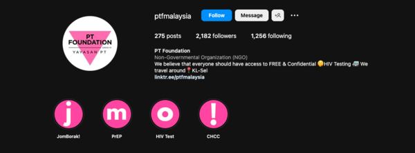 The official PT Foundation Instagram page.