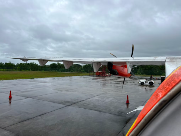 The fight after it landed at the Senai International Airport in Johor.