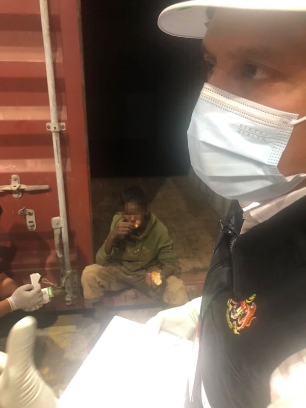 15-year-old Fahim eating some food before being brought to the hopsital.