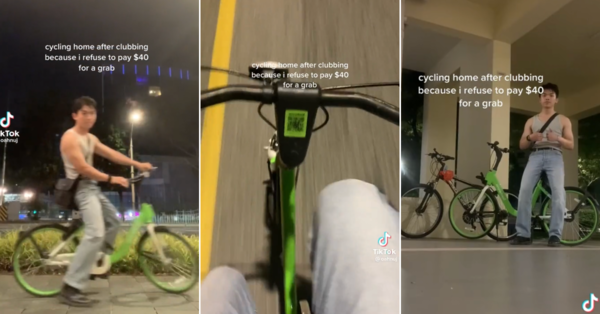 Screen grabs from Jun Hao's TikTok on his ride back home after clubbing.