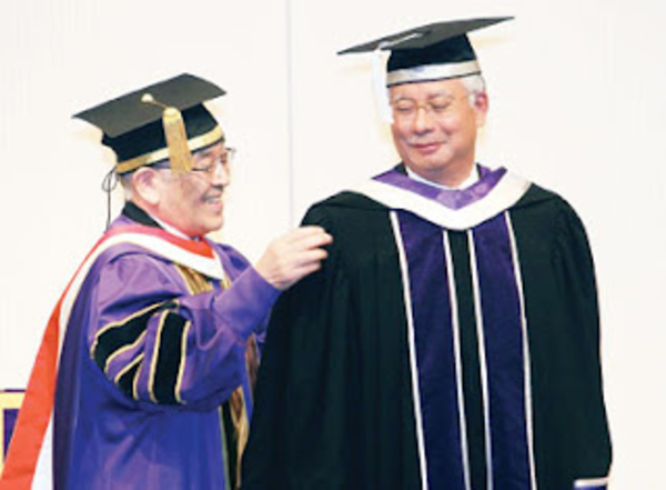 Najib was conferred with an Honorary Doctorate from Meiji University in April 2010.