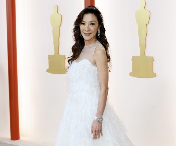 Yeoh on the champagne carpet of the 95th Academy Award.