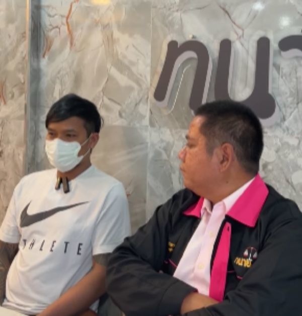 From left to right: Narin with his lawyer, Narong Kaewpetch.