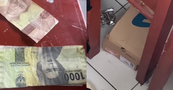 The money collected by the students (left) and the shoebox with the classmate's new shoes (right)