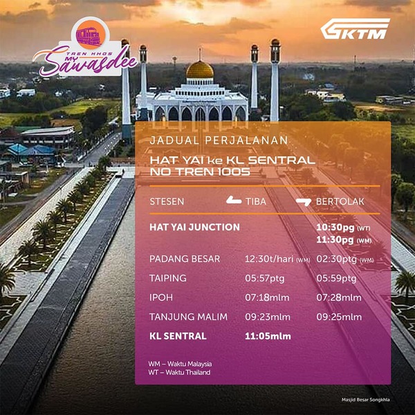 KTMB Offers RM75 KL To Hat Yai Train This Labour Day