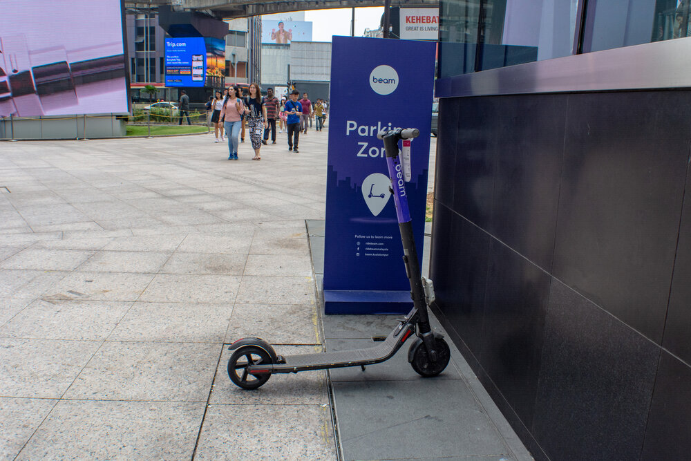 Beam electronic scooter station in Kuala Lumpur.