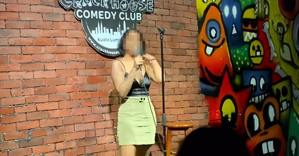 Screenshot from the woman's controversial stand up act from last year.