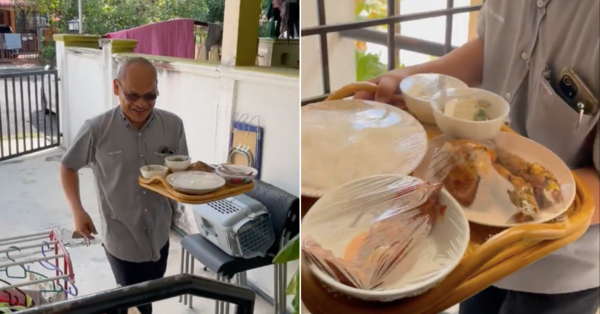 Nadd's father-in-law delivering food to her house.