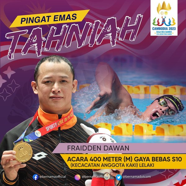 Fraidden Dawan, the first Malaysian gold medalist at the 12th ASEAN Para Games.