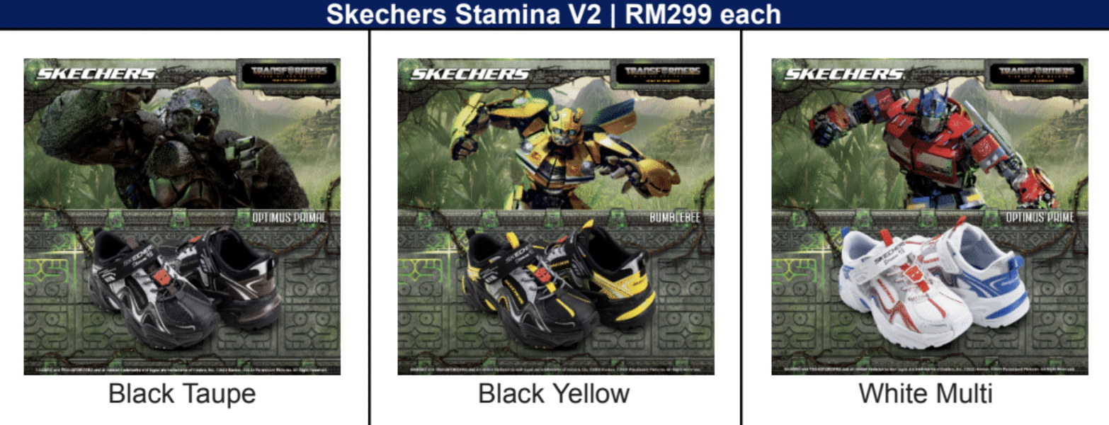 3 pilihan corak dan warna untuk kanak-kanak.