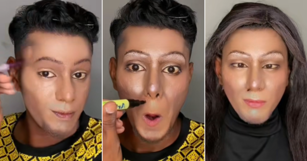 Erwan's makeup transformation.