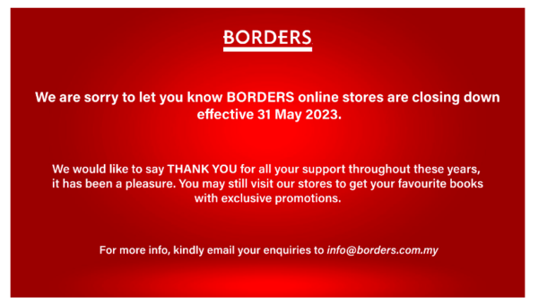 The full statement on the closure of BORDERS' online stores.