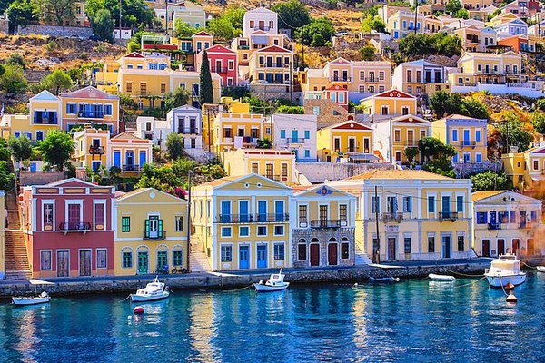 Akti Pavlou in Symi, Greece, listed as the most beautiful street in the world.