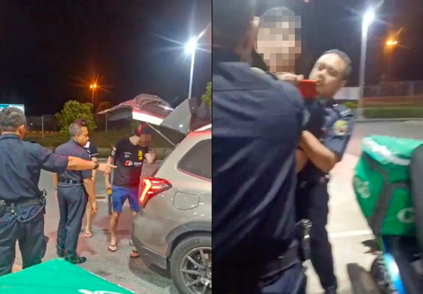 Screenshot collage showing auxiliary officers trying to prevent the situation from escalating.