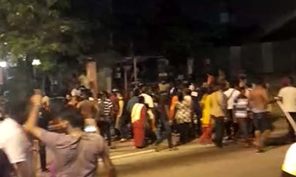 A photo of the riot on the night of the incident.