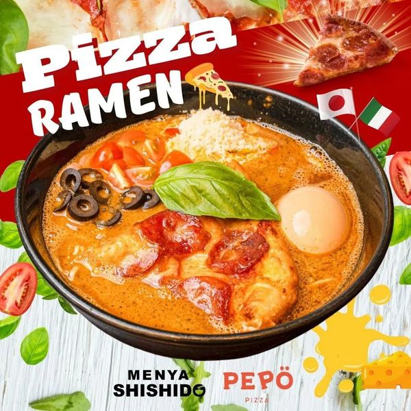 The official promotional photo of the Pizza Ramen.