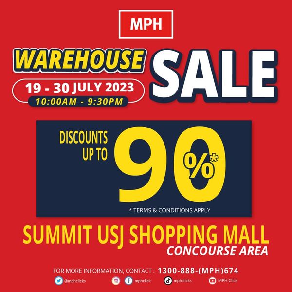 The official poster for the MPH warehouse sale.