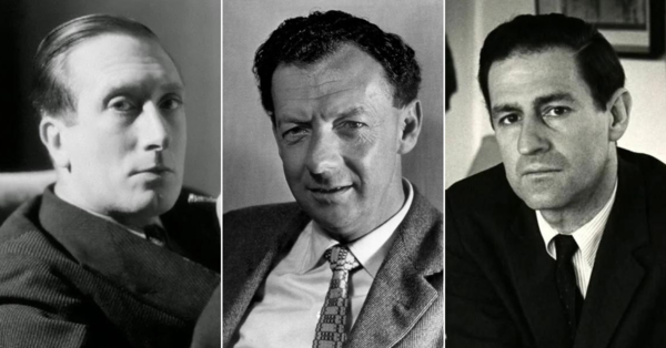 Composers invited to submit options for the national anthem (from left to right): Sir Walton, Britten, and Menotti.