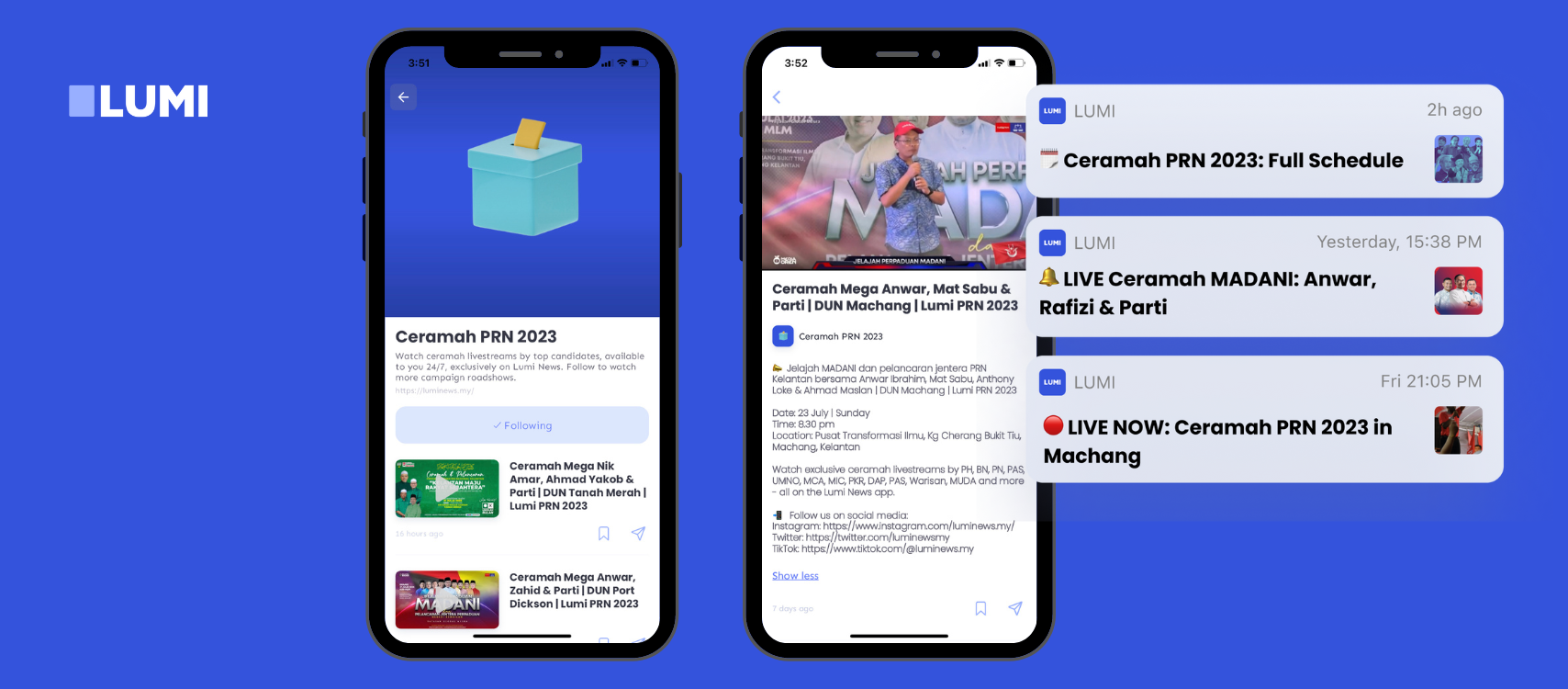 Ceramah livestreams can be found under the 'Ceramah PRN 2023' publisher (as displayed above).