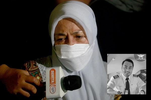 Mahanom Ismail, the mother of Captain Shahrul Kamal Roslan (inset photo).