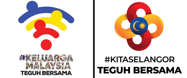 The two contrasting logos and themes by the federal government (left) and PH-led Selangor state government (right) last year.