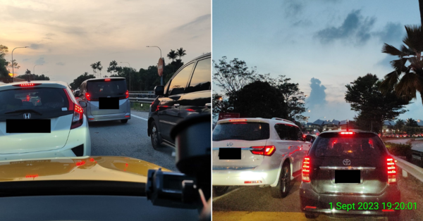 Images of the traffic jam experienced by the Facebook user.