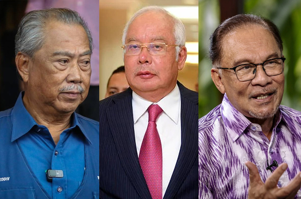 From left to right: Tan Sri Muhyiddin Yassin, Datuk Seri Najib Razak, and Datuk Seri Anwar Ibrahim.