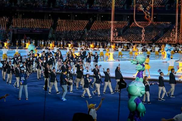 The Malaysian contingent at the 19th Asian Games opening ceremony in Hangzhou, China.