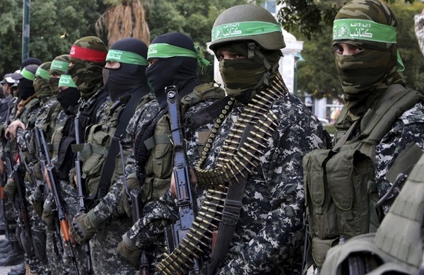 Sebahagian tentera Briged Al-Qassam di Palestin.