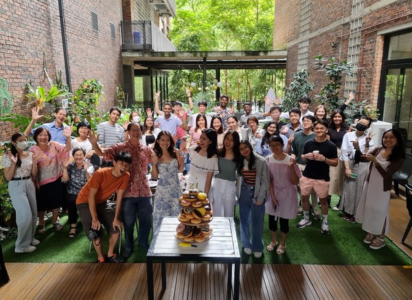 A birthday celebration in their beautiful garden terrace.