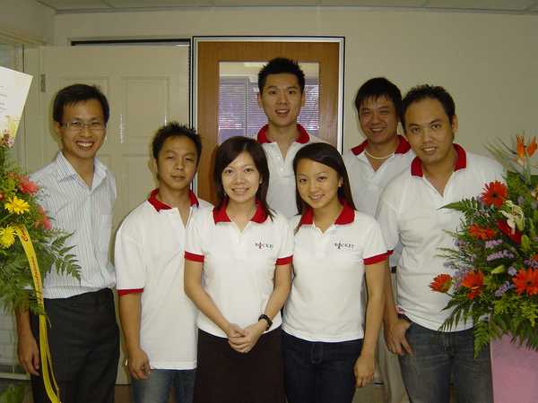 Tony Pua (first from left) with Hannah Yeoh (second from right) and Edward Ling (in the centre, at the back) in this photo from 2007 during the opening of his service centre in Uptown.