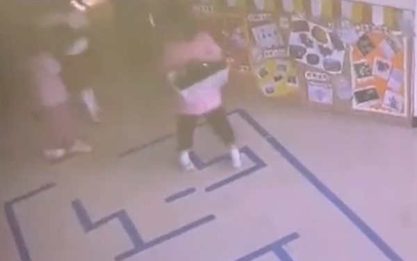 CCTV footage showing the girl carrying a dish tub.