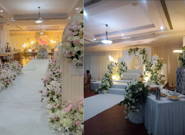 A photo of a previous client's wedding (left) and the bride's wedding (right).