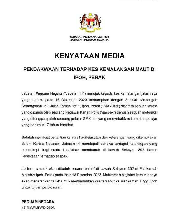 Kenyataan Jabatan Peguam Negara