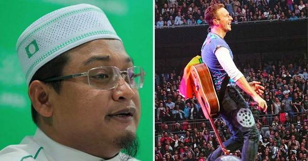 Left to right: PAS central working committee member Nasrudin Hassan and Coldplay lead singer Chris Martin.