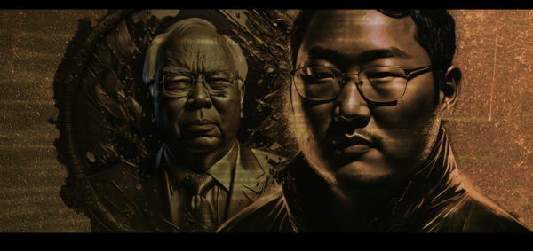 An AI-generated image of Jho Low and Najib Razak.