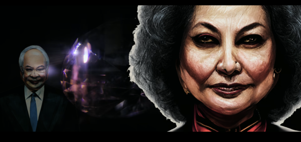 An AI-generated image of Rosmah Mansor and Najib Razak.