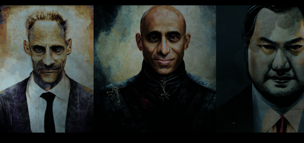 From left to right: An AI-generated image of Tim Leissner, Yousef Al Otaiba, and Jho Low.