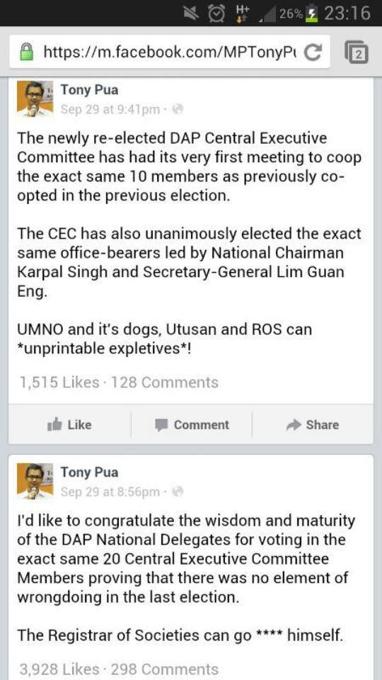 Tony Puau0027s FB Posts Spark War Against Utusan