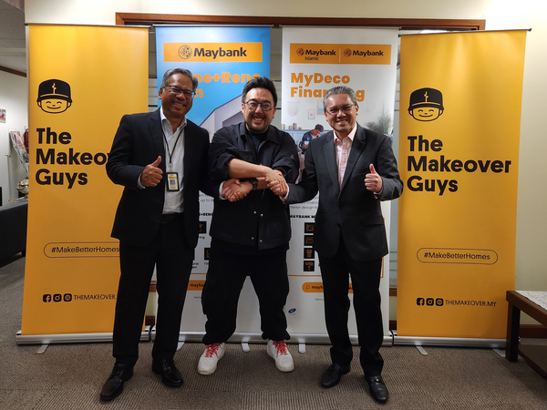 (From left to right) Zolkefli Bin Awang, Head of Consumer Finance for Maybank Community Financial Services Malaysia, Gavin Liew, Founder and CEO of The Makeover Guys, Nor Shahrizan Sulaiman, Deputy CEO of Maybank Islamic Berhad.