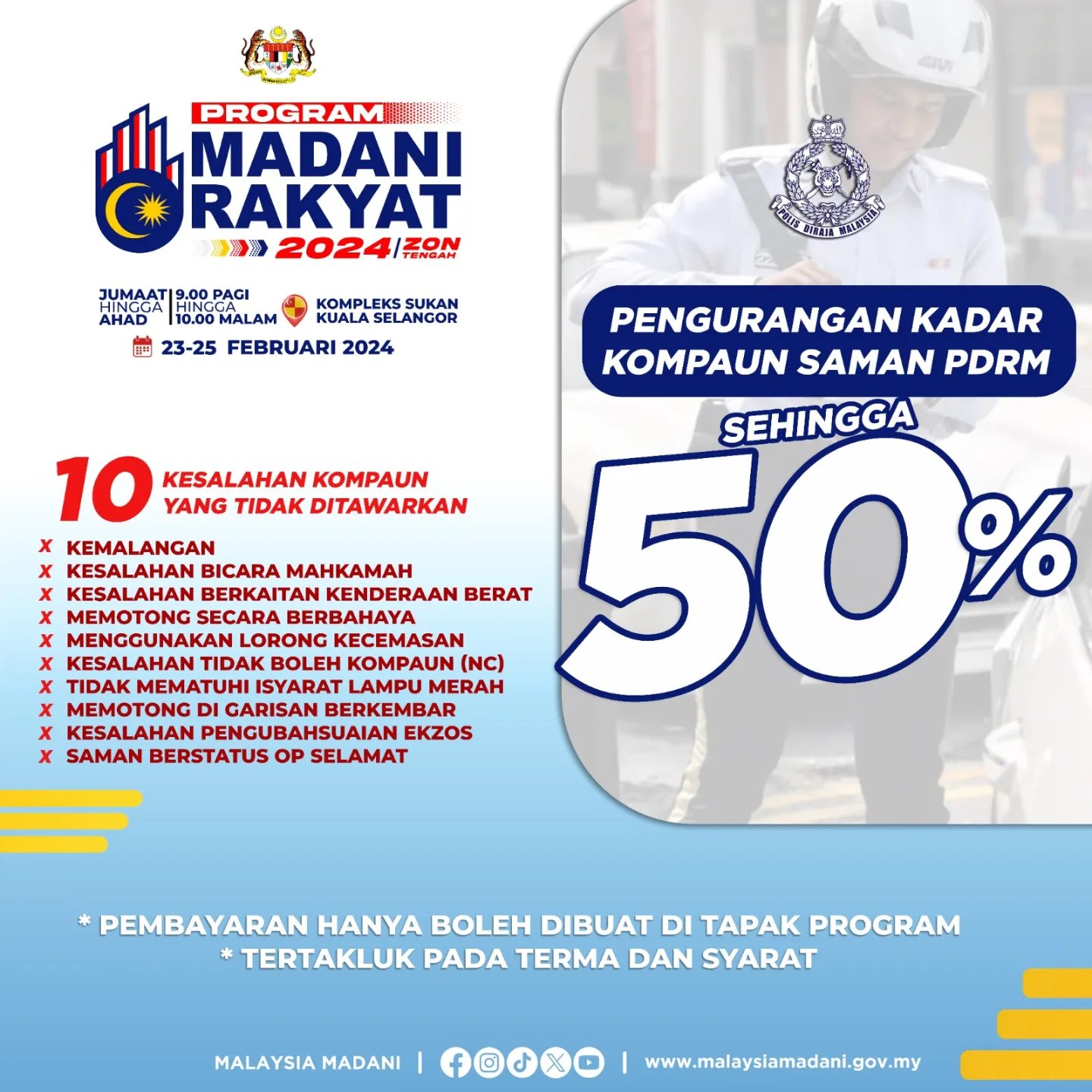 Diskaun Bayar Saman Sehingga 50% Di Program Madani Rakyat 2024 Pada 23 ...