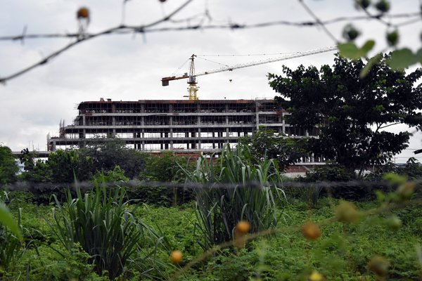 A new building is seen under construction at the KKII (Dong Feng) compound of KK Park in Myanmar on 1 July 2023.