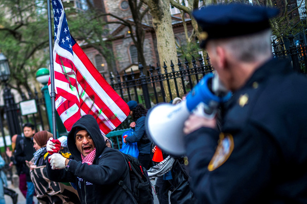 Protesters march demanding a ceasefire and the end of Israeli attacks on Gaza in New York City, US, 19 March.