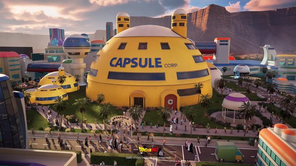 A concept image of the Capsule Corporation attraction in development in Saudi Arabia.