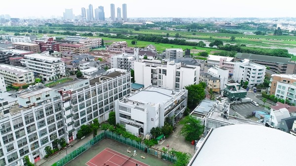 An aerial shot of Tokyo City University.