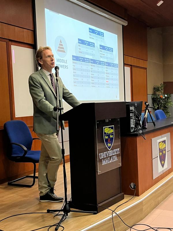 Gilley during his talk at Universiti Malaya on Tuesday, 23 April.