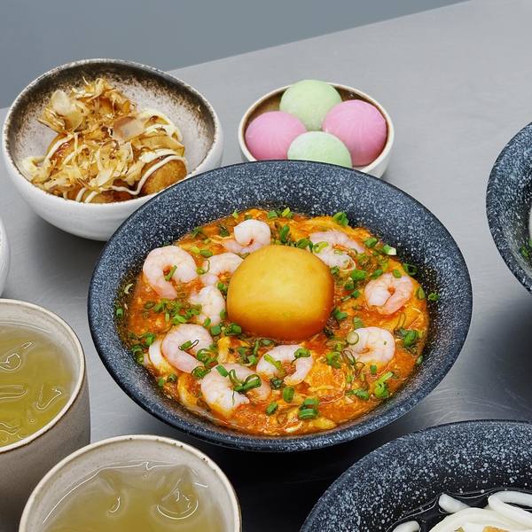 Chili Crab Udon with Shrimp
