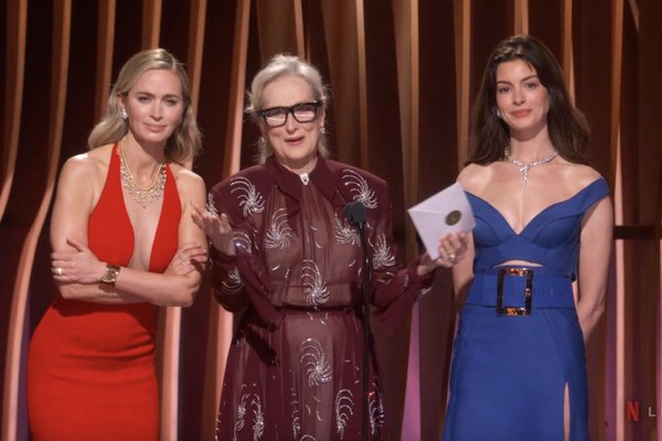 'The Devil Wears Prada' cast members Anne Hathaway, Meryl Streep, and Emily Blunt reunited at the 2024 Screen Actors Guild Awards.